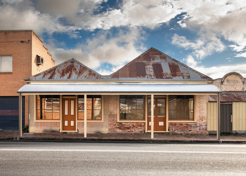 Historic facade of shop in country town