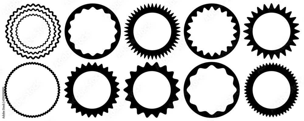 Poster set of round scalloped frame set. circle and square round scalloped frame set. scalloped edge rectan