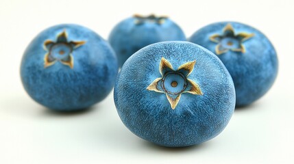 Fresh Blueberries with Unique Appearance on White Background
