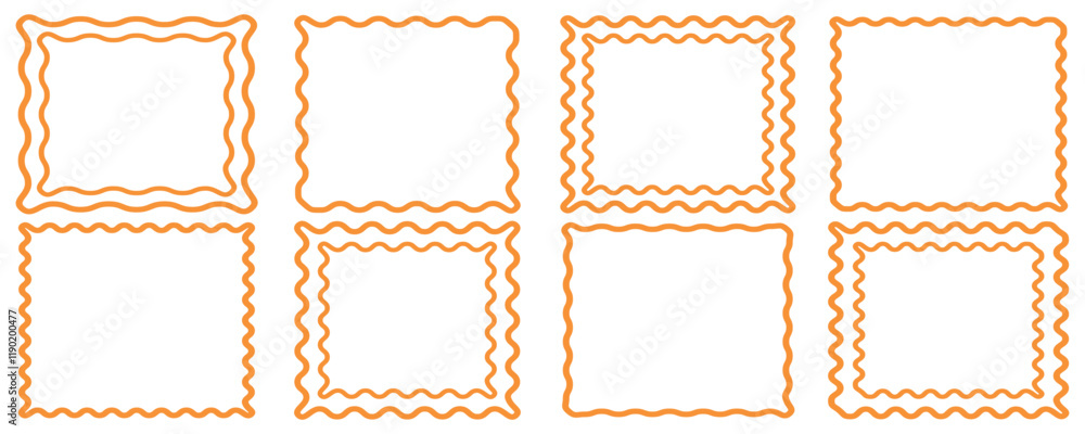 Aufkleber color squiggle scalloped frames set. scalloped edge orange color frame set. cute curved frame box. s