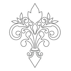 Floral Design A classic black and white floral design element featuring elegant, curved leaves and intricate detailing. Ornamental Perfect for use in decorative borders, logos