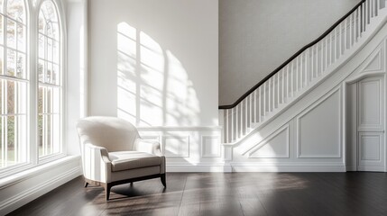 Serene Interior Space with Elegant Armchair and Natural Light