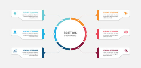Six Options Circular Cycle Infographic Template Design