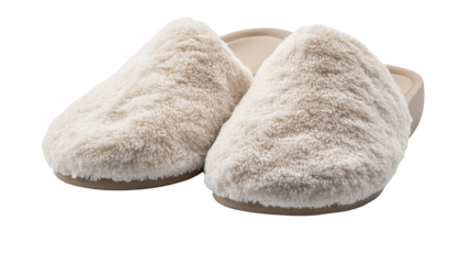 Cozy and fluffy slippers perfect for relaxing at home or enjoying leisure time. transparent background