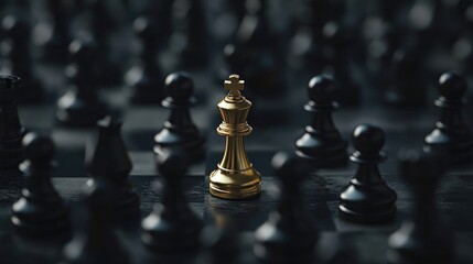 A single gold chess piece stands out among black pawns, representing a unique candidate in the talent sourcing process.