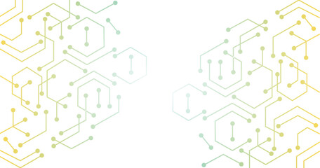 Abstract green and yellow hexagon. geometric texture background. scientific technology. network concept.