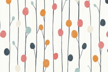 Fototapeta premium Vibrant Pattern of Colorful Stems and Dots