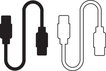 USB cable port icon set. USB type C A lightning and micro usb mobile phone charger vector collection isolated transparent. Plug adapter symbol. Electronic device connector. Smartphone charger sign