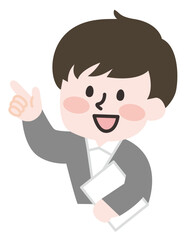 指差しで教える男性 