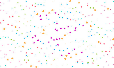 confetti isolated Heart Symbol on white background, Multi colored heart shaped Spread confetti design. celebration template.