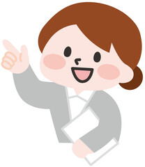 指差しで教える女性 