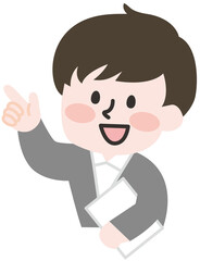 指差しで教える男性 