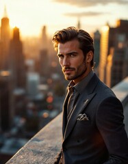 Fototapeta premium Happy Indian businessman ceo wearing a suit standing