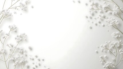 White Flowers Frame a Blank White Space