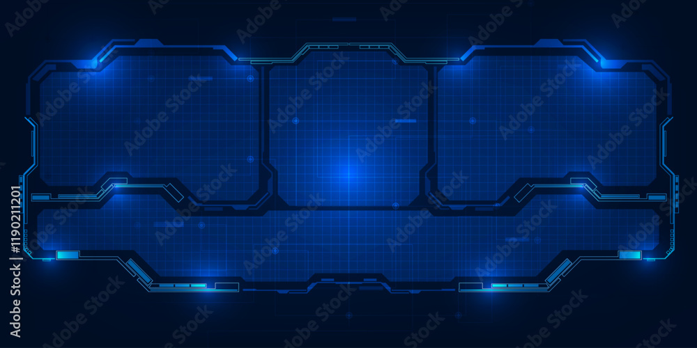 Poster futuristic frame,screen,panels,border and windows for head up display or dashboard control and techn