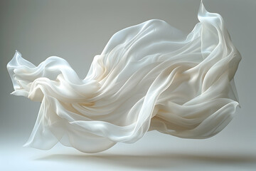 Fototapeta premium 3D Illustration White Flowing Cloth, Abstract Background