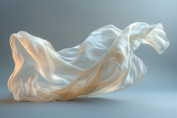 Fototapeta premium 3D Illustration Flowing White Cloth Abstract Background