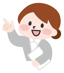 指差しで教える女性 