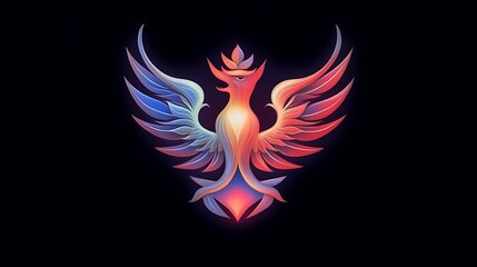 Fototapeta premium A vibrant stylized phoenix with outstretched wings