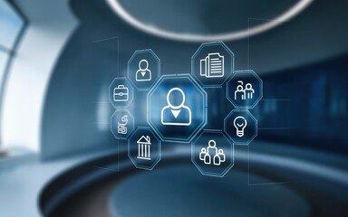 Digital Network Illustrating Human Resource Management