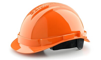 Fototapeta premium Orange hard hat safety helmet isolated on white.