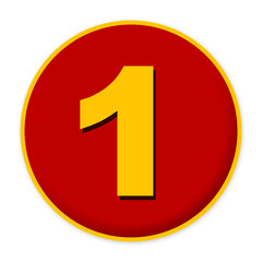 3D illustration Golden number 1 isolated on a white background with clipping path.
