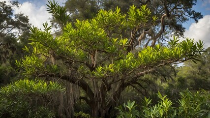 Fototapeta premium Nature’s Balance: Attorney Tree and Wildlife in Florida’s Rich Forest Ecosystem
