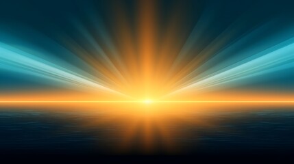 Obraz premium Golden Sunrise Over Calm Ocean Waters Rays