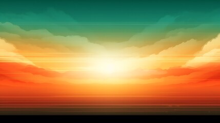 Vibrant Sunset Landscape With Orange And Teal Hues