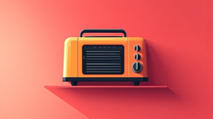 A toaster is depicted in a flat design style, representing essential kitchen household appliances