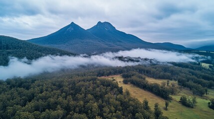 Fototapeta premium Misty Mountain Range Landscape
