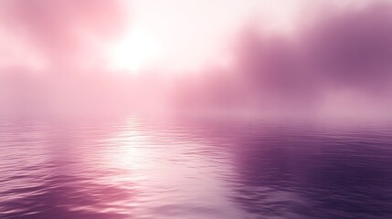 Obraz premium Pink sunrise over calm, misty water.