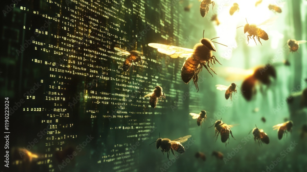 Poster digital swarm: bees and binary code