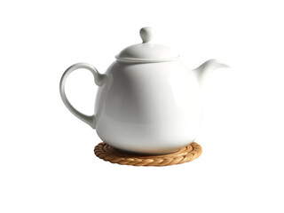  White teapot isolated on transparent background 