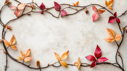 Autumn leaves arranged on textured background