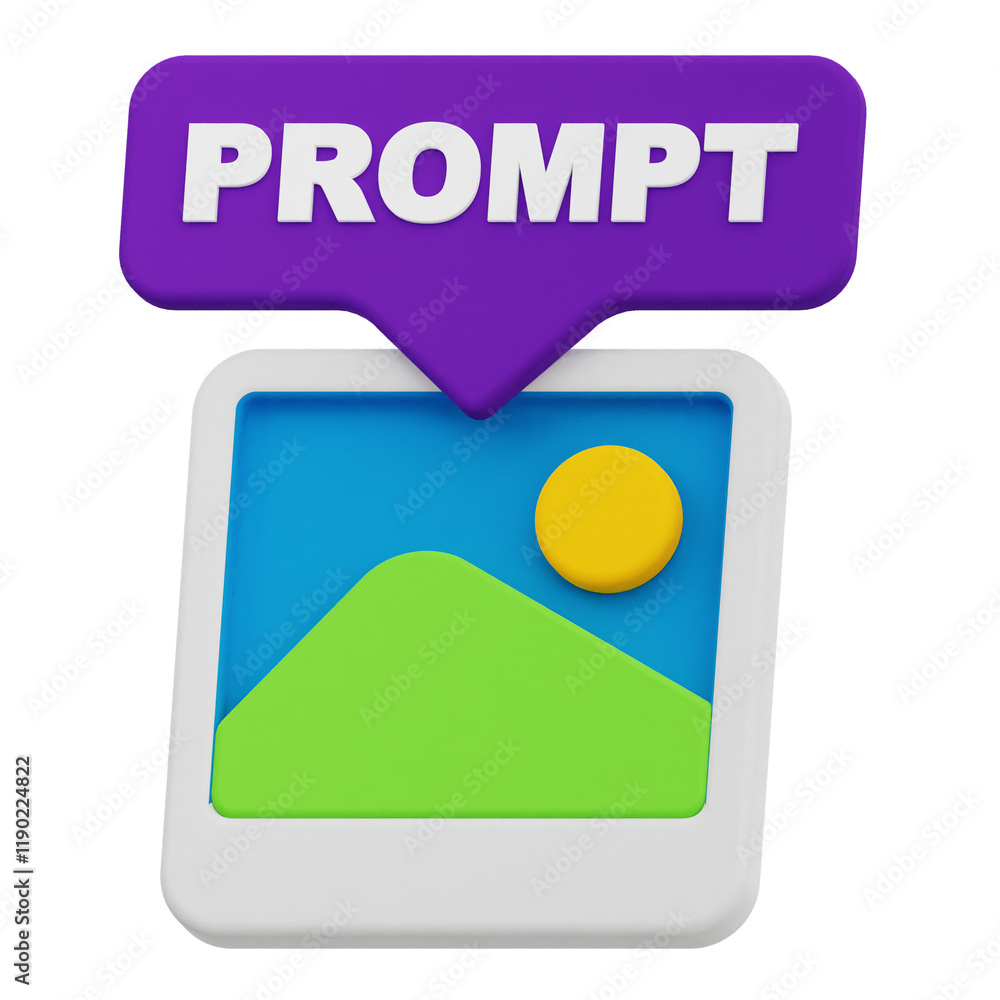 Poster image prompt 3d icon isolated on the transparent background