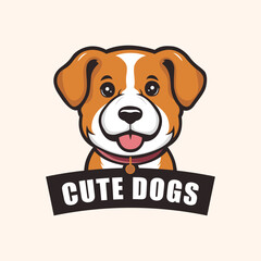 Smiling cartoon dog with tongue out and text label