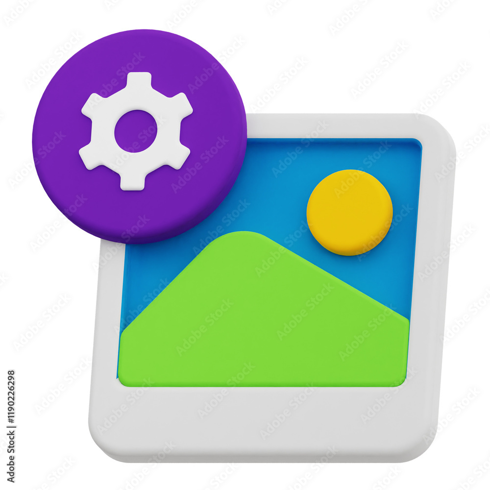 Poster image setting 3d icon isolated on the transparent background