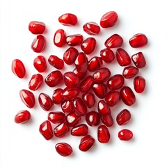 Red Pomegranate Seeds Isolated on White Background