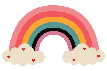 Beautiful Valentine rainbow of love on white background. Vector illustration.