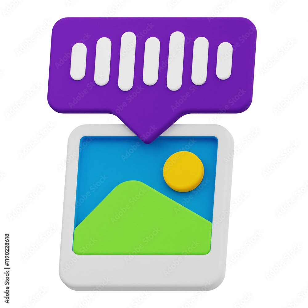 Poster voice to image 3d icon isolated on the transparent background