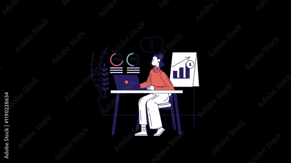 Poster a person of european descent working at a desk, focused on data analysis with charts and graphs arou