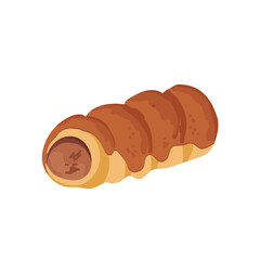 Vector fast food in flat style. Sausage in dough and sauces. World food day illustration hand drawn vector illustration.