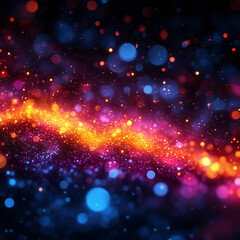 Fototapeta premium Dark abstract background with colorful bokeh lights, mysterious and vibrant