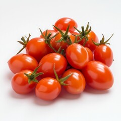 Bright Red Cherry Tomatoes Isolated on White Background
