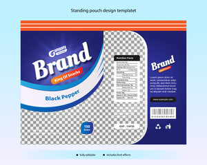 Fully editable snack packaging template