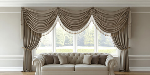 Roman Blind Curtain Decoration in Living Room for Interior Design