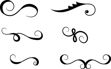 Typographic swash and swooshes tails. Retro swishes and swashes for athletic typography, logos, baseball font. Underlined text tails.