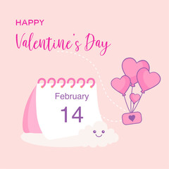 Valentine's day February, daily calendar