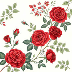 Multi-purpose red rose floral background on a clean white canvas, perfect for invitations, stationery, wall art, and decorative designs
